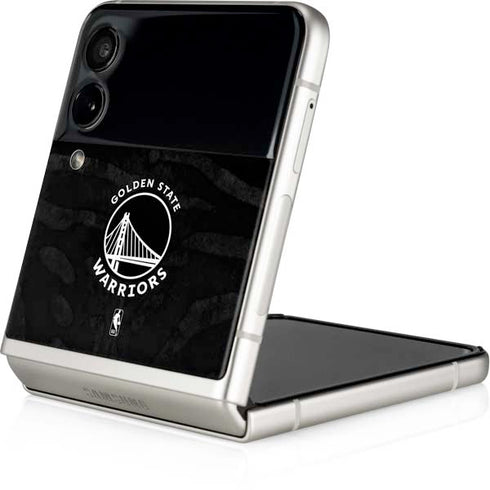 NBA Golden State Warriors Black Animal Print Galaxy Z Flip3 5G Skin